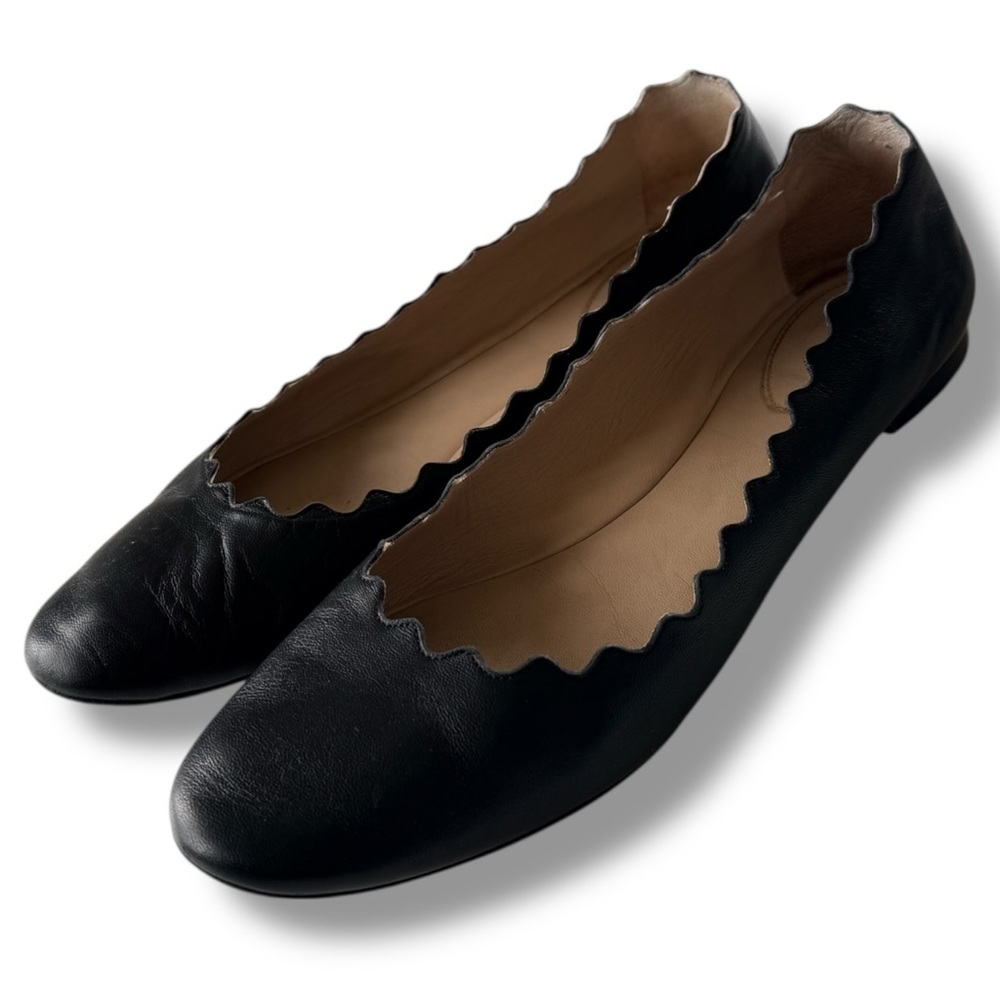 Chloé Lauren Leather Ballet Flats Shoes in Black Size 39.5 US 9 - Picture 6 of 8